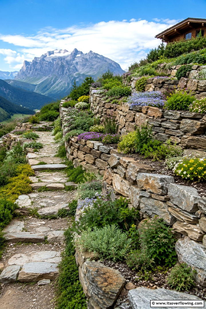 Rustic Stone Lined Terraces - 30 Tiered Garden Ideas for Sloped Yards and Visual Interest