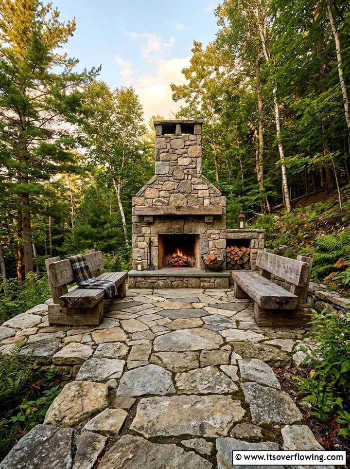 Rustic Stone Patio - 25 backyard ideas with patio