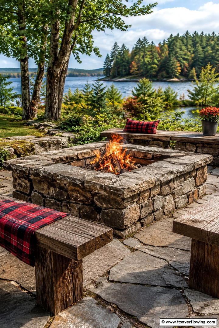 Rustic Stone Square Fire Pit - 30 Square Fire Pit Ideas for Modern Outdoor Gathering Spaces