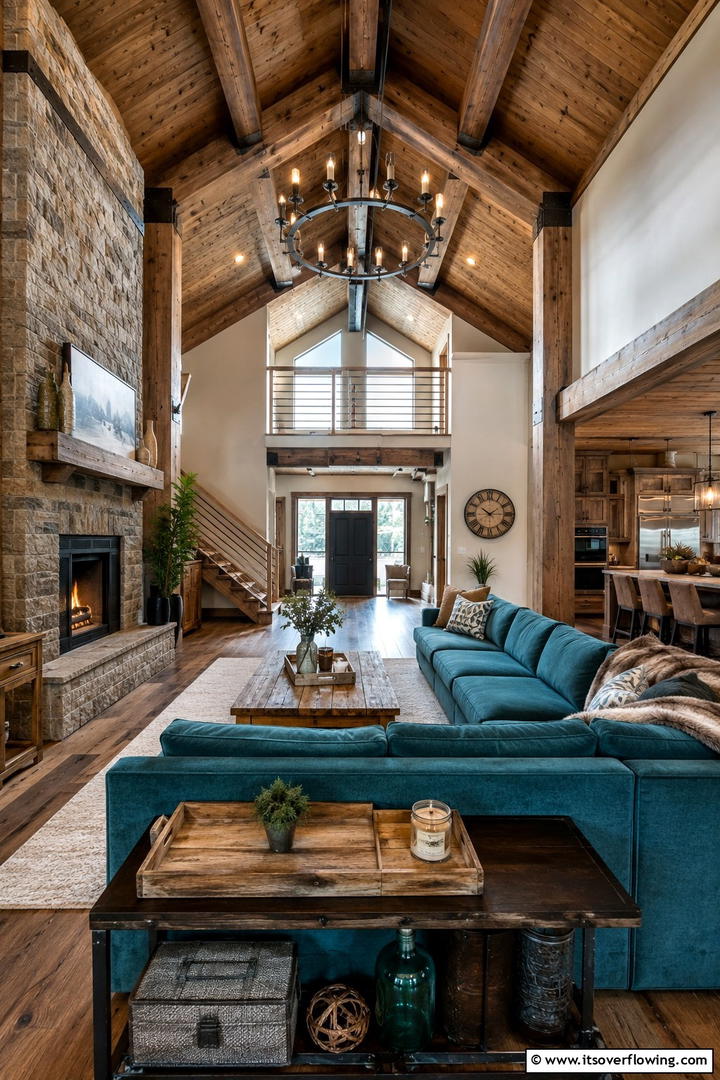 Rustic Teal Retreat - 30 Teal Living Room Ideas for Bold & Serene Interior Spaces