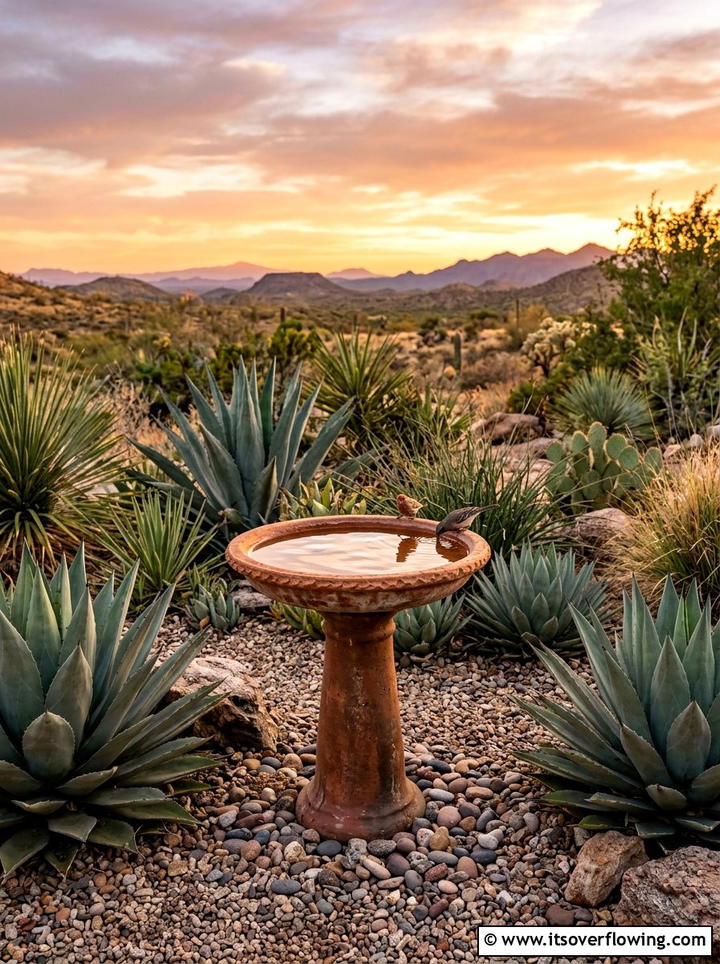Rustic Terra Cotta Bird Bath - 25 garden ideas with bird baths