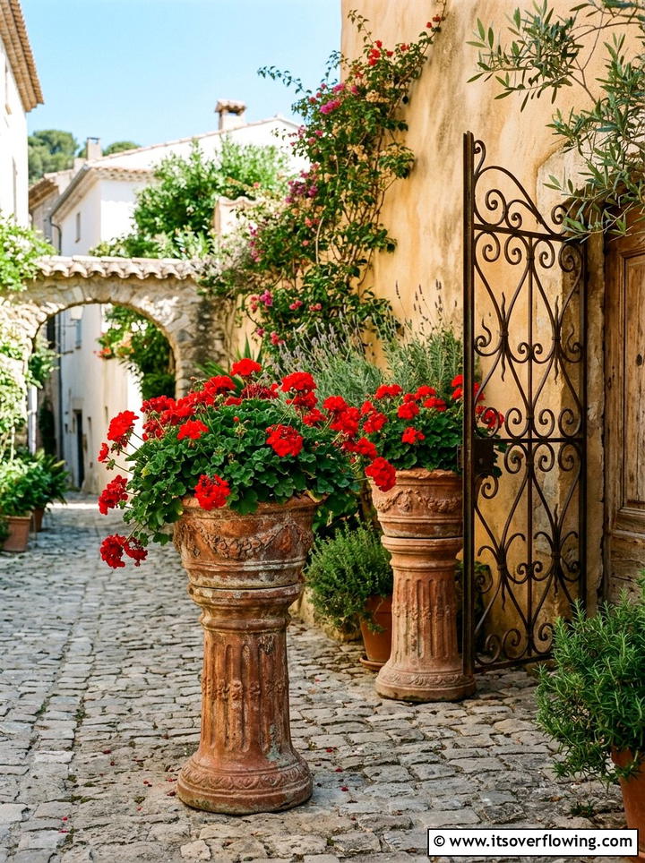 Rustic Terracotta Pedestal Planters - 25 front porch decor ideas with pedestal planters