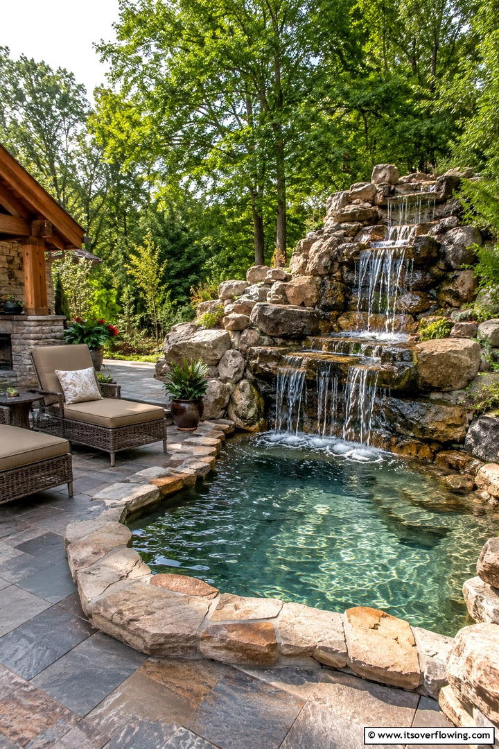Rustic Water Feature - 30 Rustic Patio Ideas for a Charming Outdoor Relaxation Spot