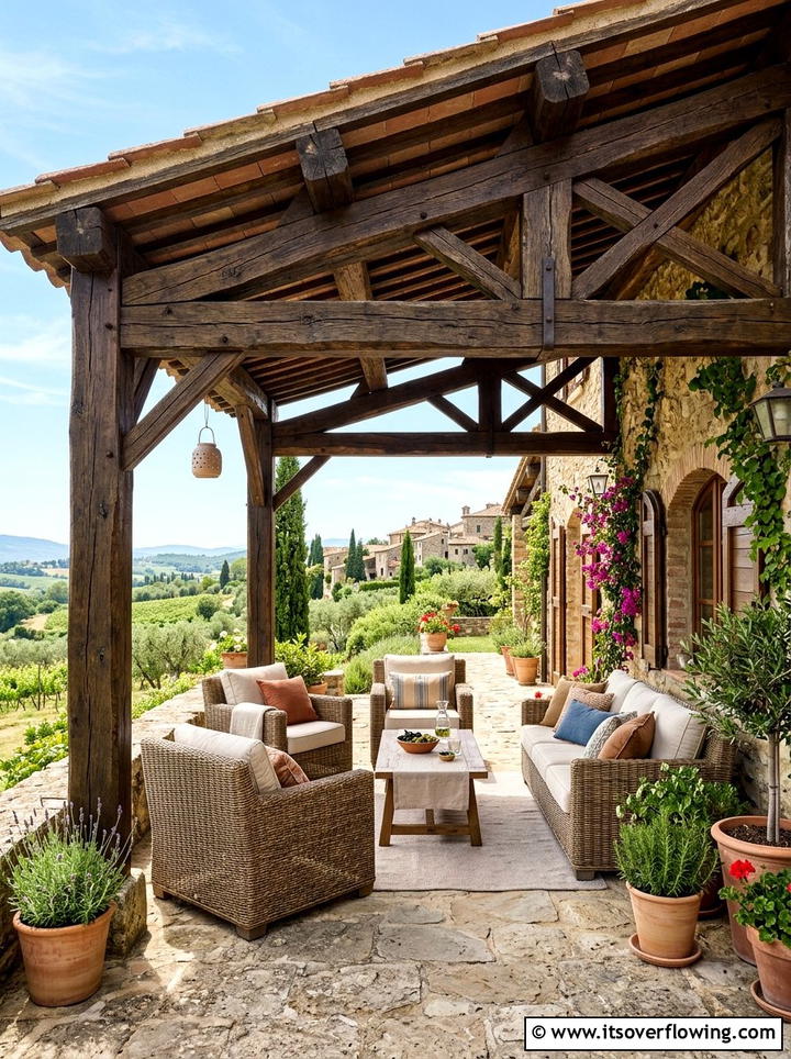 Rustic Wood Beam - 25 backyard ideas with mediterranean style