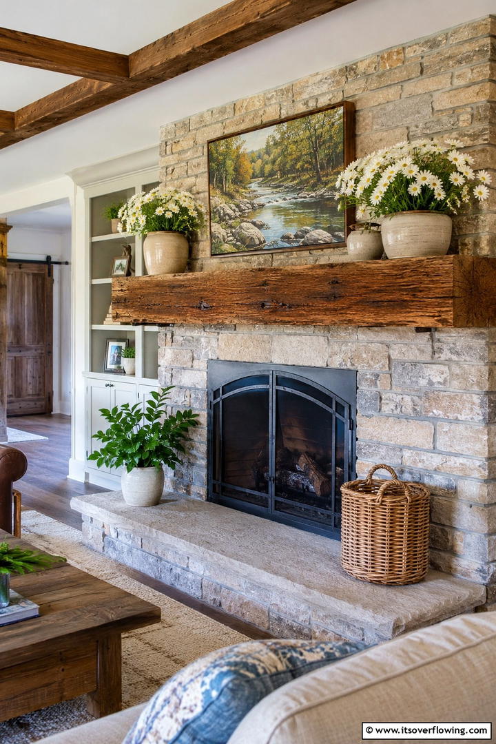 Rustic Wood Charm - 30 Spring Mantel Decor Ideas for Fresh Seasonal Style