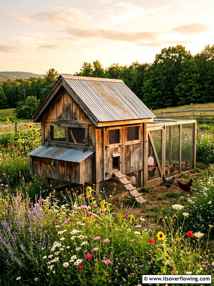 Rustic Wood Chicken Coop - 25 creative garden ideas with chicken coop gardens
