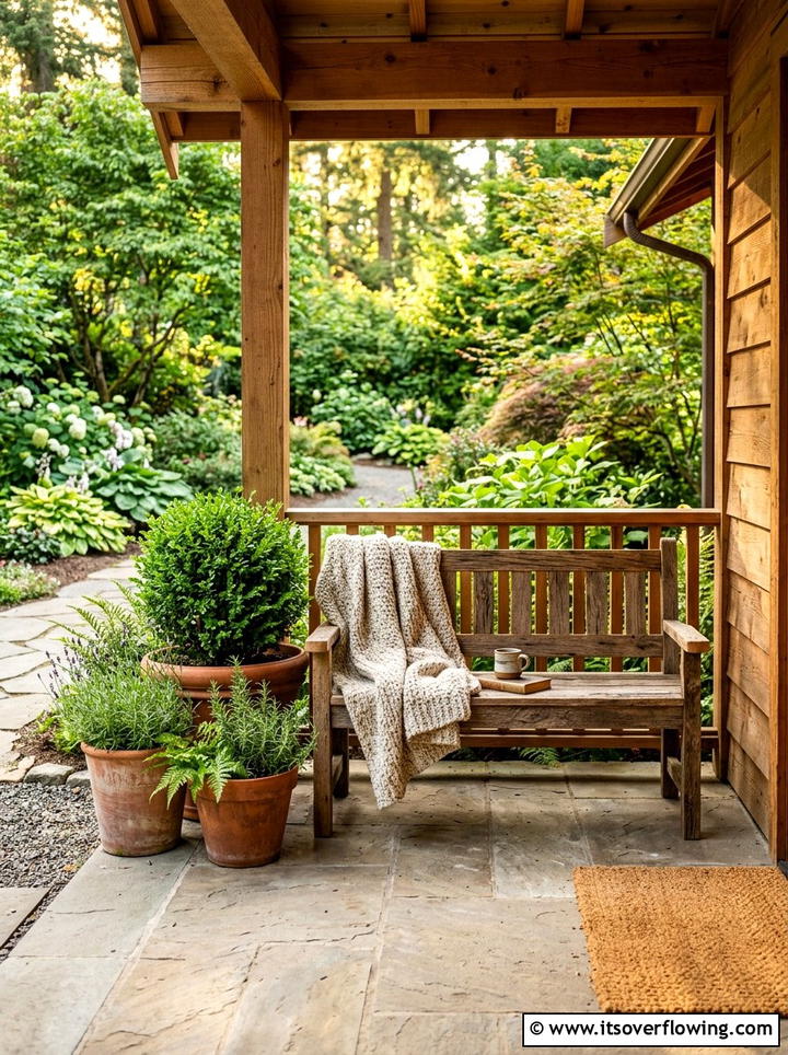 Rustic Wood Garden Bench - 25 front porch decor ideas with antique benches