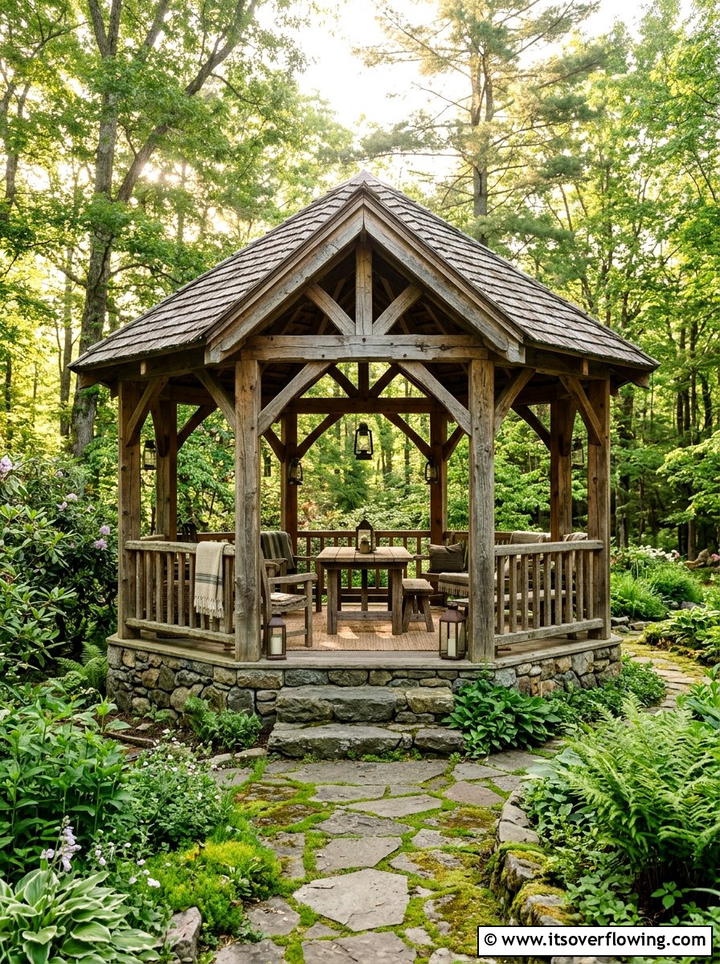 Rustic Wood Gazebo - 25 garden ideas with gazebo
