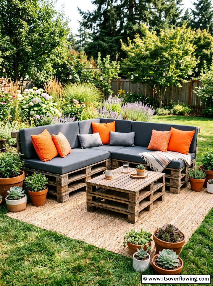 Rustic Wood Pallet Lounge - 25 garden decor ideas for birthdays