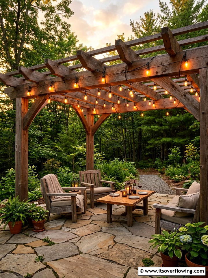 Rustic Wood Pergola Edison Bulbs - 25 backyard decorating ideas with pergola string lights