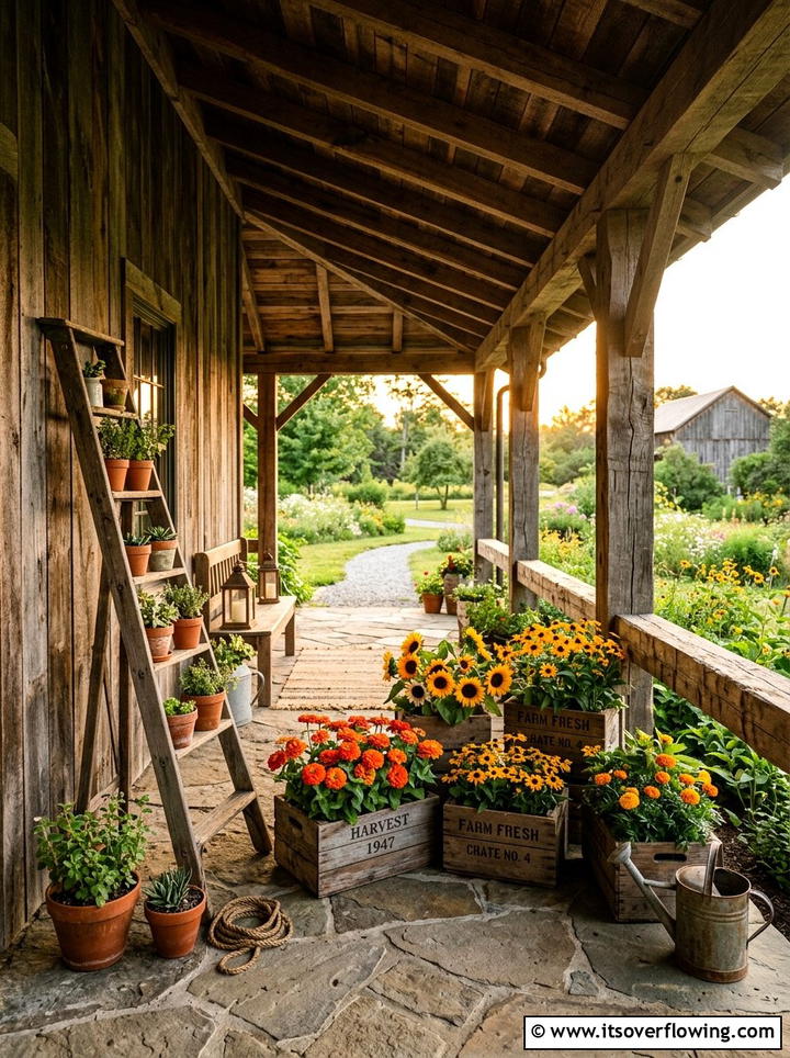 Rustic Wood Planter Porch - 25 front porch ideas with flowers