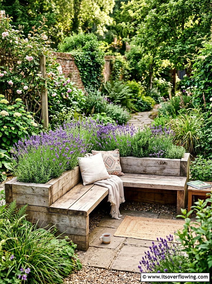 Rustic Wood Planter With Seating - 25 creative garden ideas with reclaimed wood beds