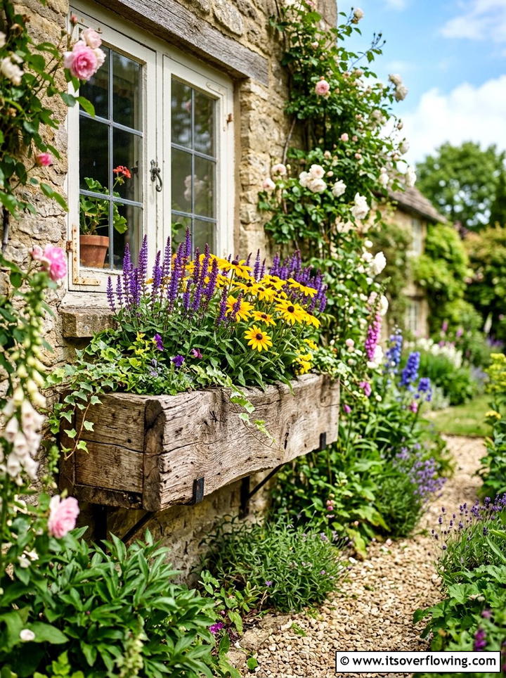 Rustic Wood Window Box - 25 garden ideas with window boxes