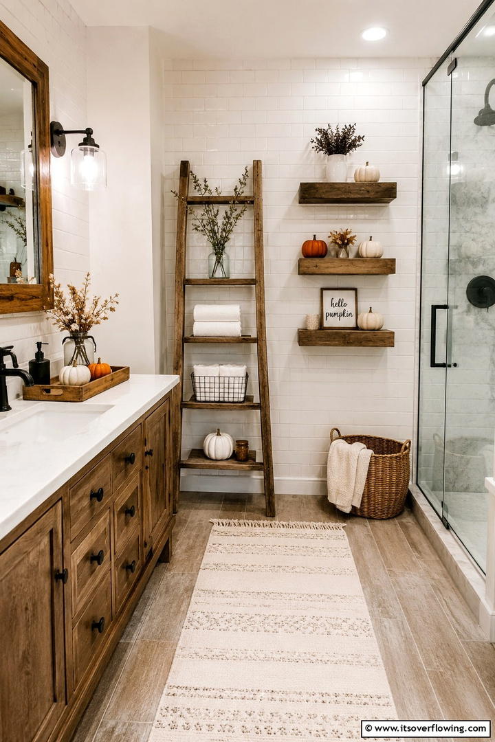 Rustic Wooden Accents - 50 Fall Bathroom Decor Ideas Roundup- Timeless Tips
