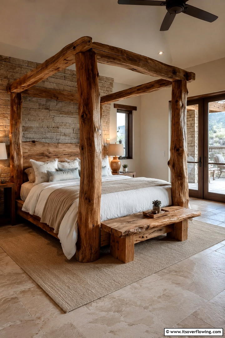 Rustic Wooden Canopy BedOne - 25 Stunning Canopy Bed Ideas for a Dreamy Bedroom