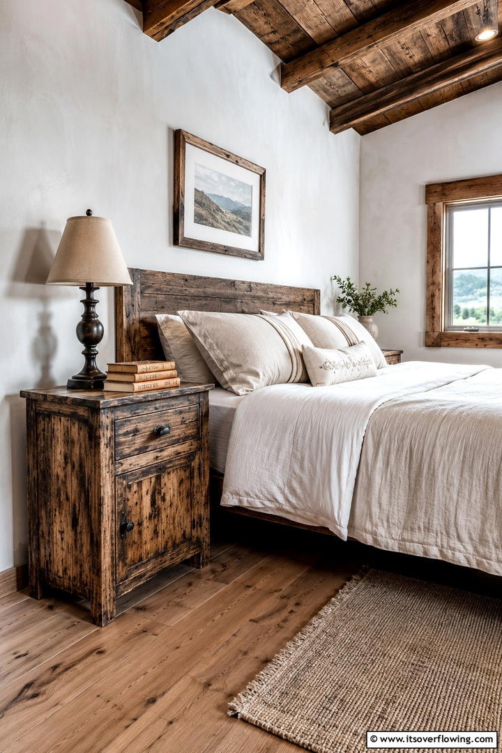 Rustic Wooden Charm - 30 Innovative Nightstand Ideas for Bedroom Functionality
