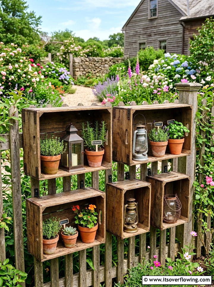 Rustic Wooden Crate - 25 reusing old things ideas for fence decor