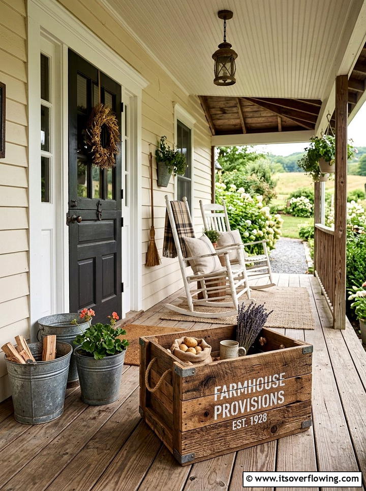 Rustic Wooden Crate - 25 front porch ideas with package drop zone