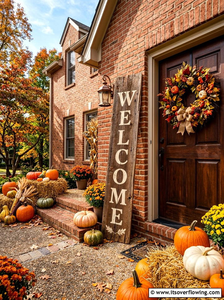 Rustic Wooden Sign - 25 front porch decor ideas for fall