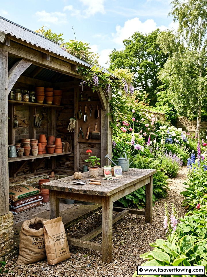 Rustic Work Bench - 25 upcycled garden ideas with old tables
