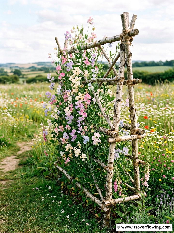 Rustic branch garden trellis - 25 garden design ideas with trellis walls