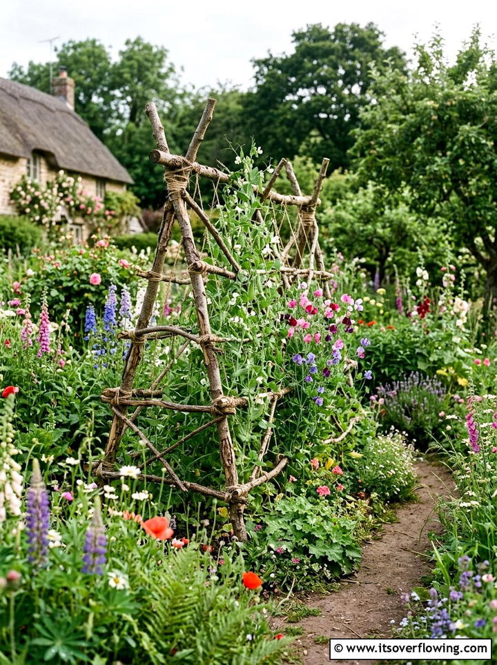 Rustic branch trellis - 25 garden ideas with trellis