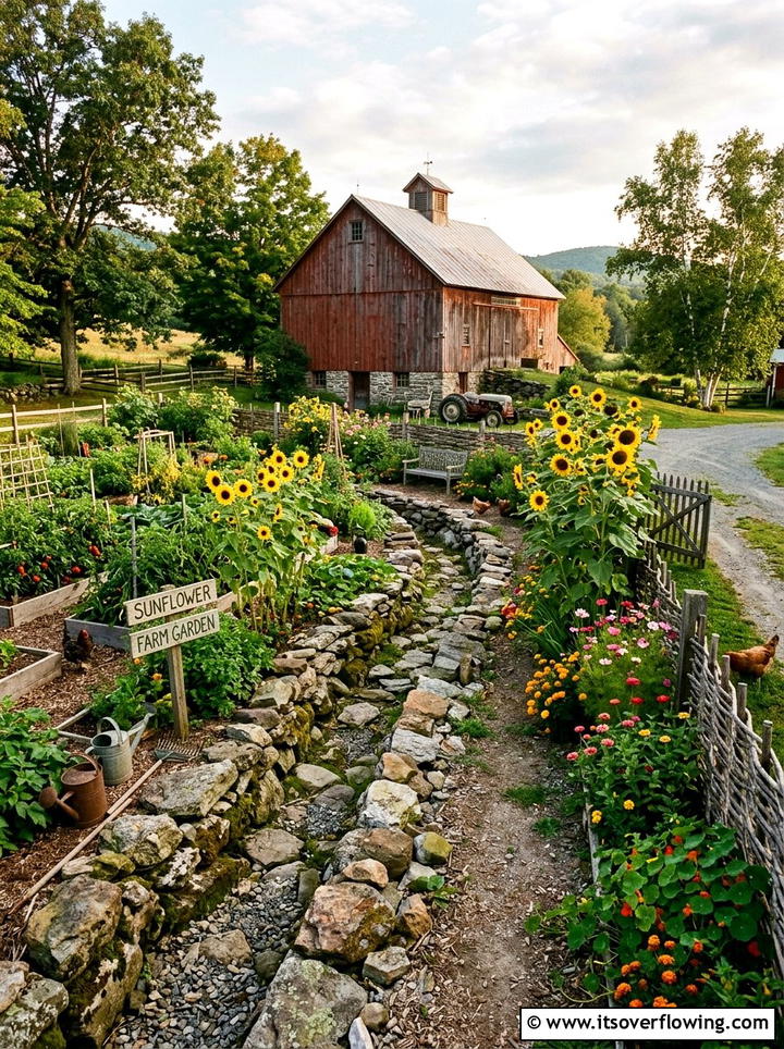 Rustic farm garden rocks - 25 garden design ideas with dry creek beds