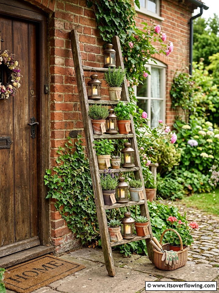 Rustic porch ladder - 25 front porch decor ideas diy