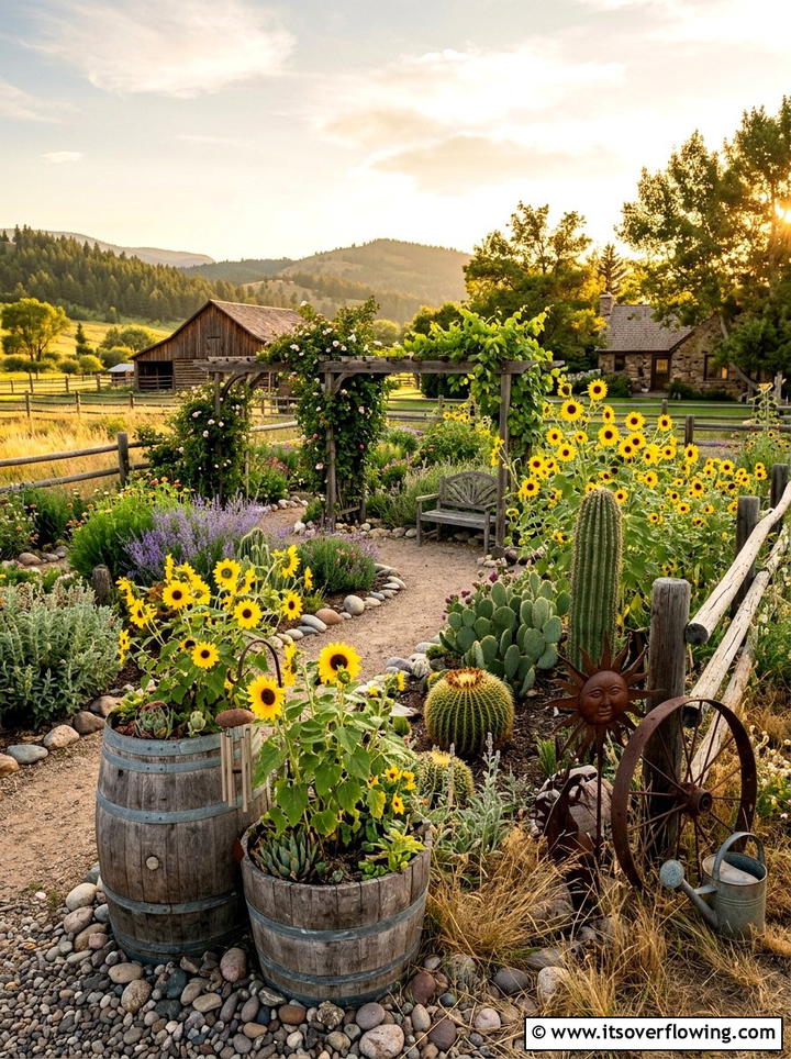 Rustic ranch garden - 25 creative garden ideas with drought proof landscaping