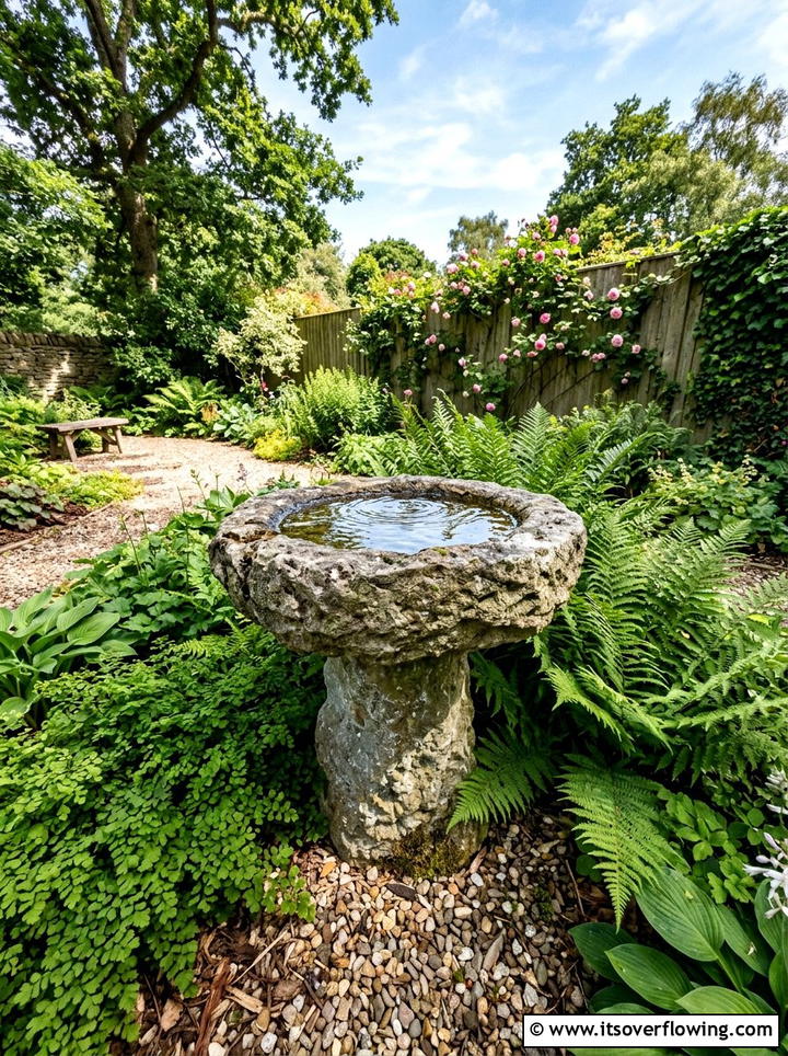 Rustic stone birdbath - 25 garden decor ideas with rustic accents