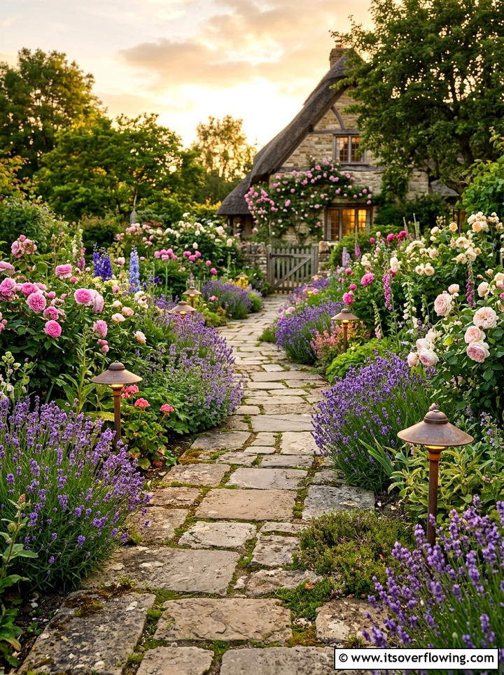 Rustic stone path lighting - 25 garden ideas with pathway lights