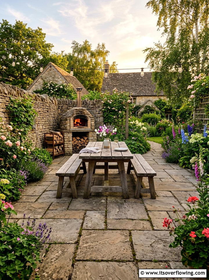 Rustic stone patio - 25 garden design ideas with outdoor rooms