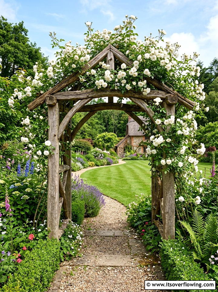 Rustic wood garden arch - 25 garden decor ideas with reclaimed wood