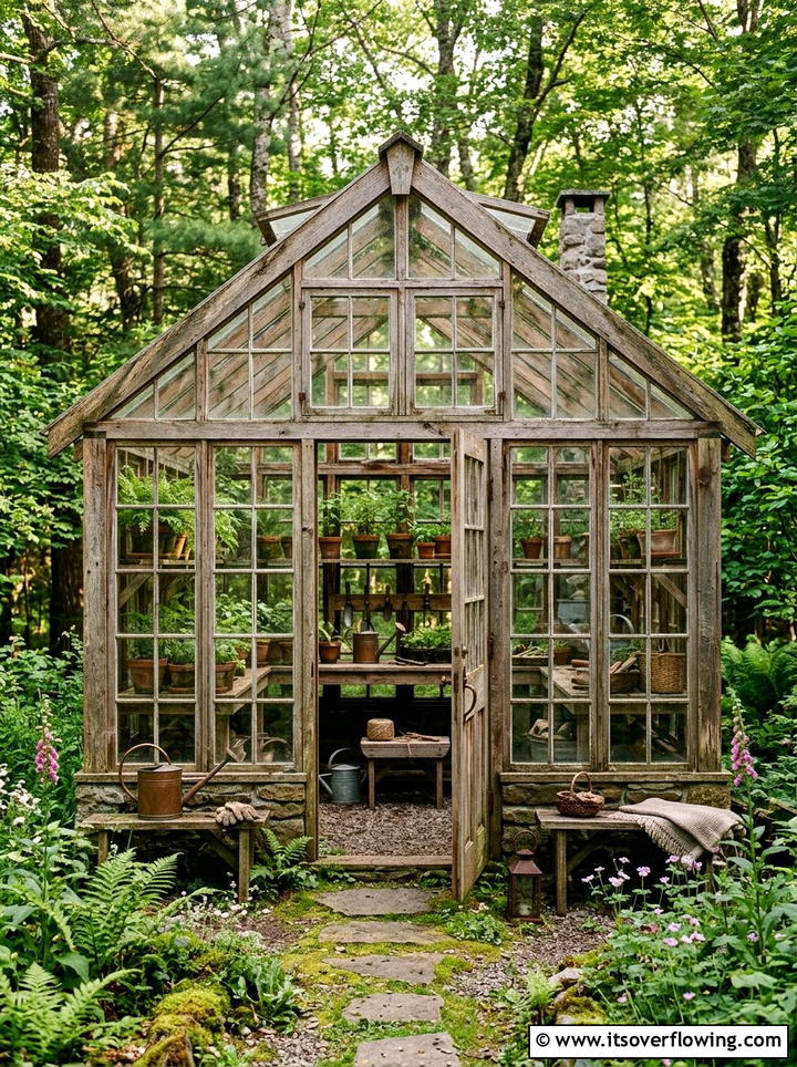 Rustic wood greenhouse - 25 creative garden ideas with greenhouse corners