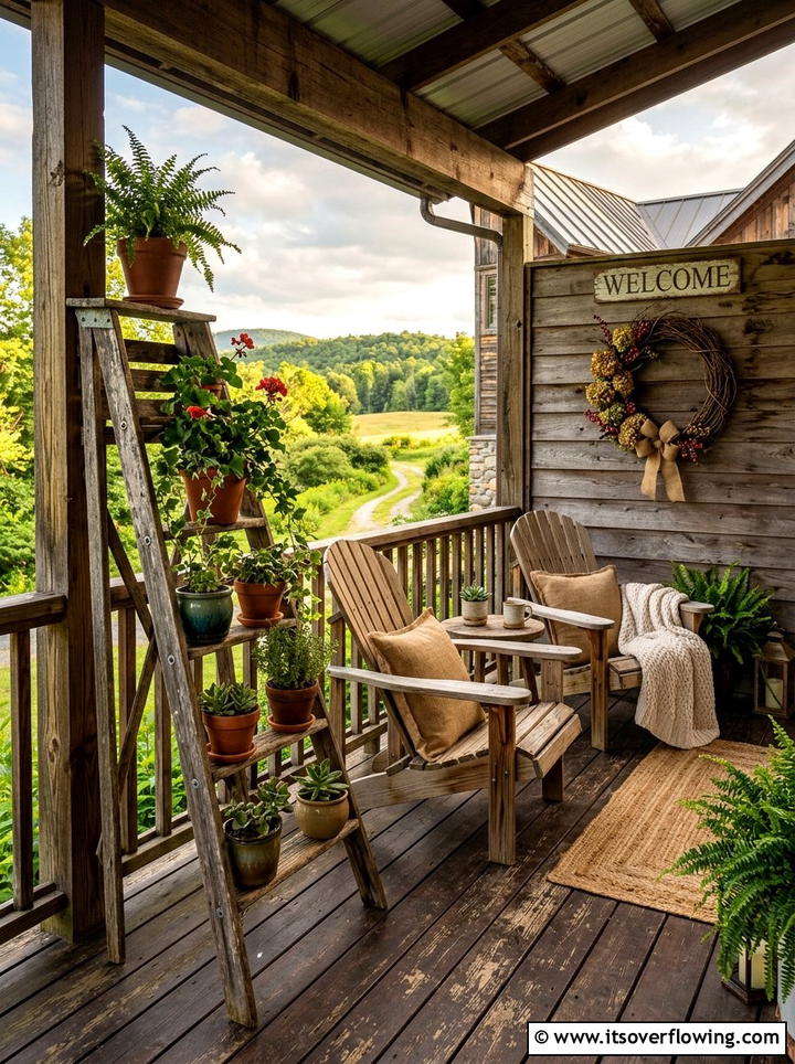 Rustic wood porch - 25 front porch ideas with spring decor