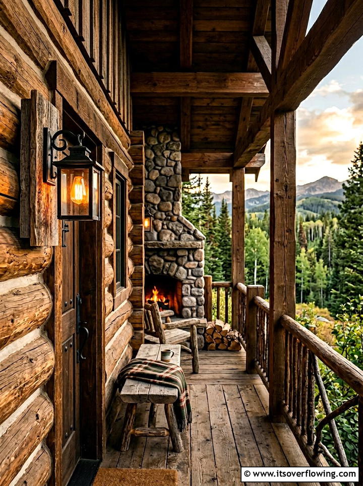 Rustic wood sconce - 25 front porch ideas with sconces