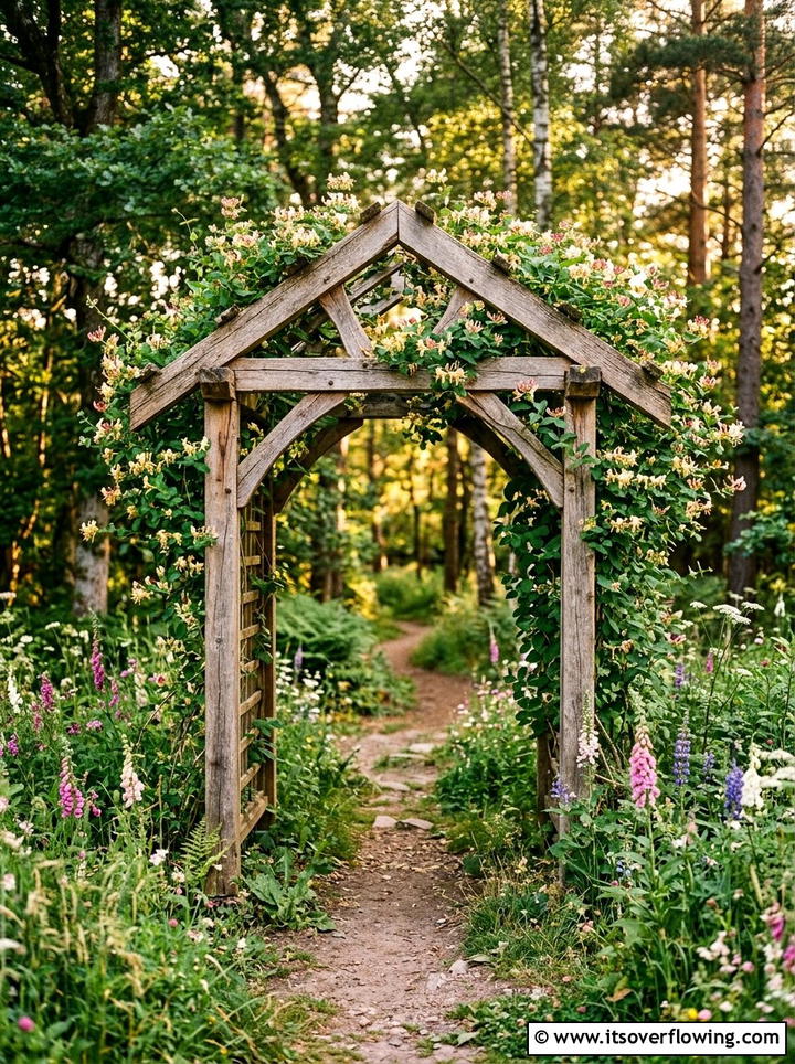 Rustic wooden garden arch - 25 garden ideas with arches
