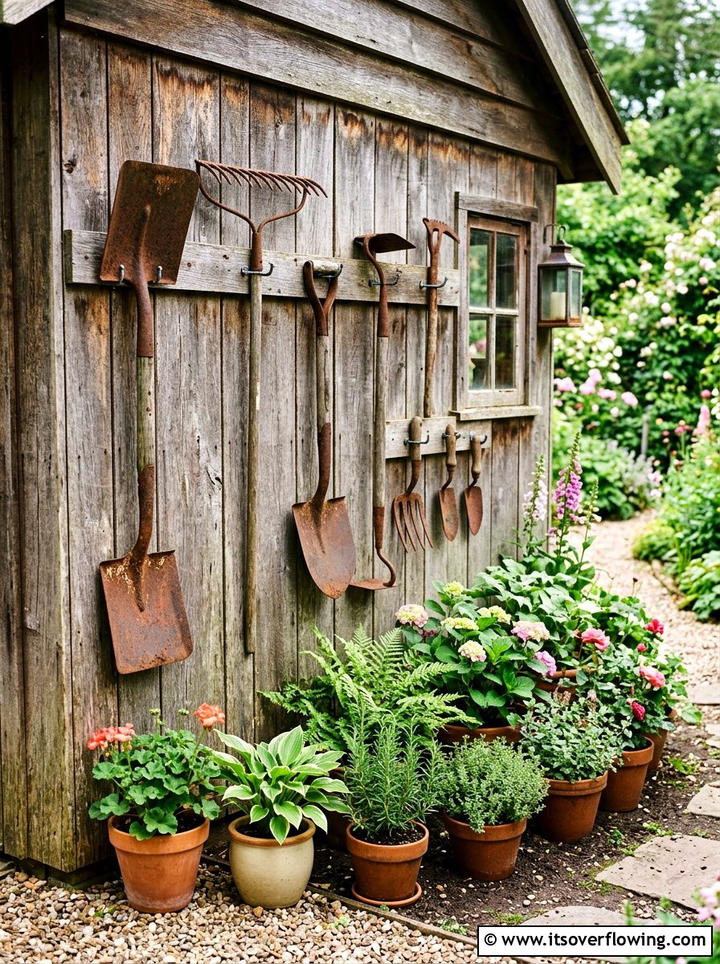 Rusty Garden Tool - 25 garden decor ideas with vintage pieces