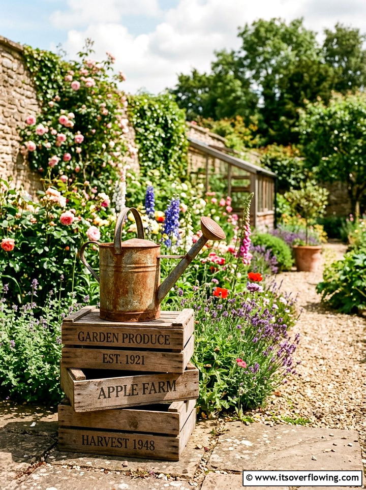 Rusty Watering Can - 25 reusing old things ideas for rustic garden look