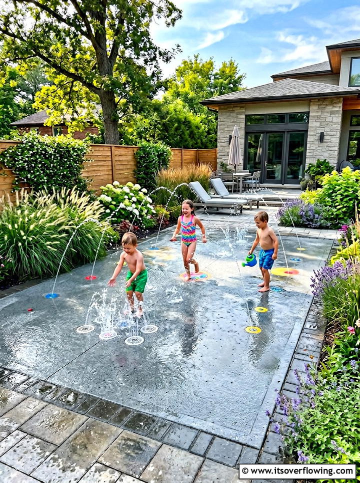 Safe Backyard Splash Pad - 25 backyard decorating ideas with family friendly setup