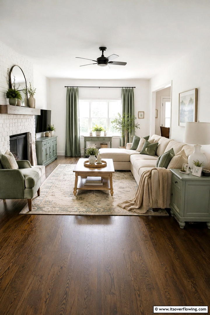 Sage Green Elements - 50 Living Room Fall Decor Ideas for Cozy Autumn Updates
