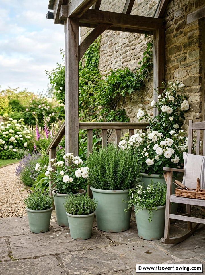 Sage Green Garden Pots - 25 front porch ideas with ceramic pots
