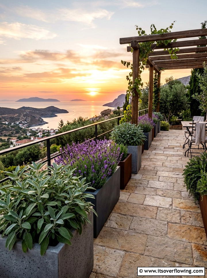 Sage and lavender terrace - 25 creative garden ideas with edible flowers