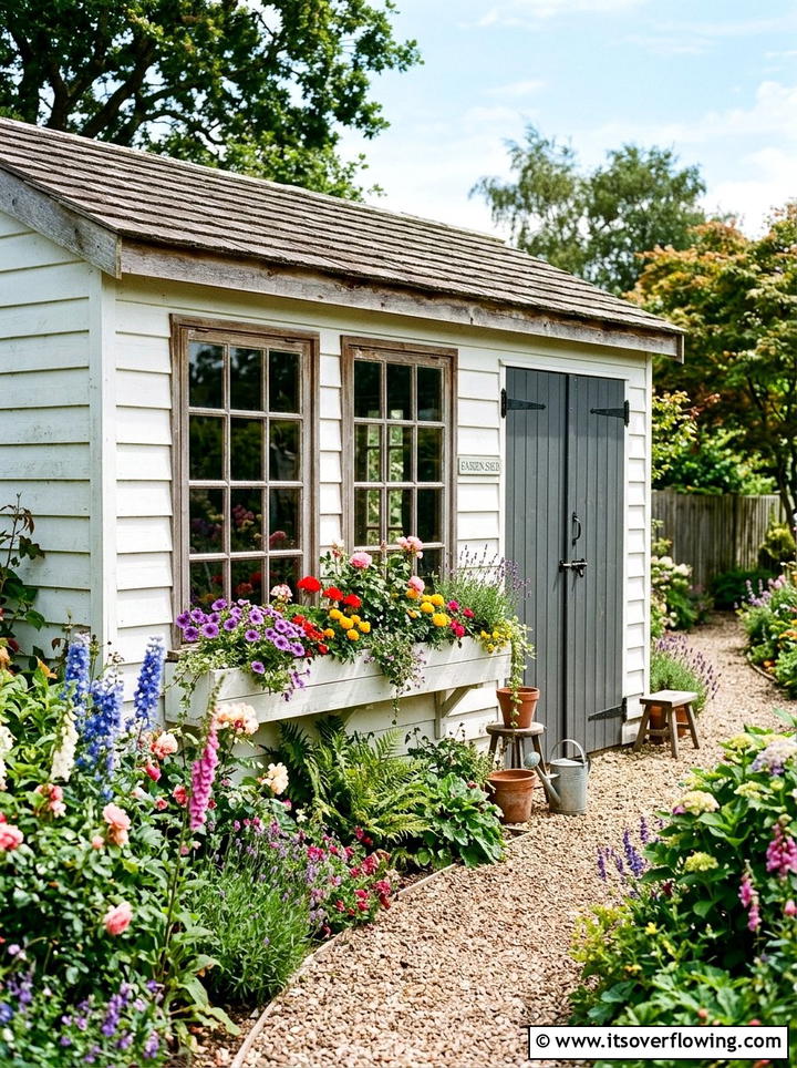 Salvaged Window Shed Decor - 25 garden decor ideas with old windows