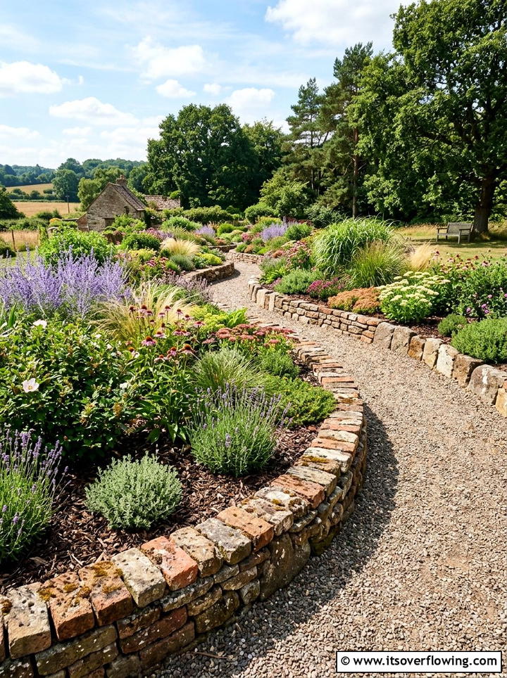 Salvaged stone edging - 25 cheap garden ideas with drought tolerant plants