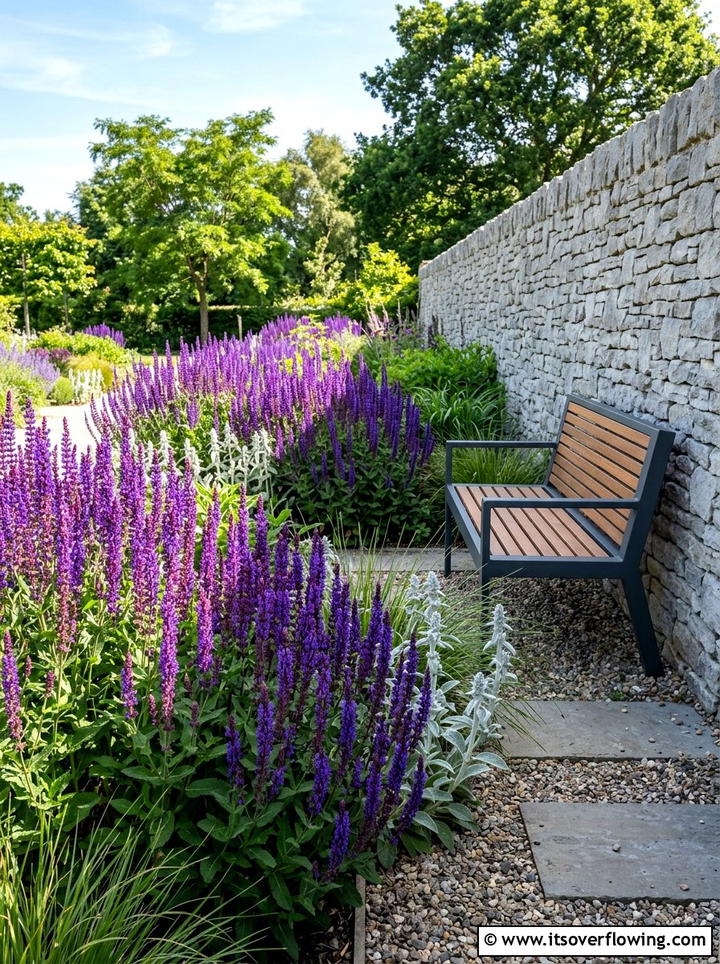 Salvia Purple Border - 25 backyard ideas with border plants