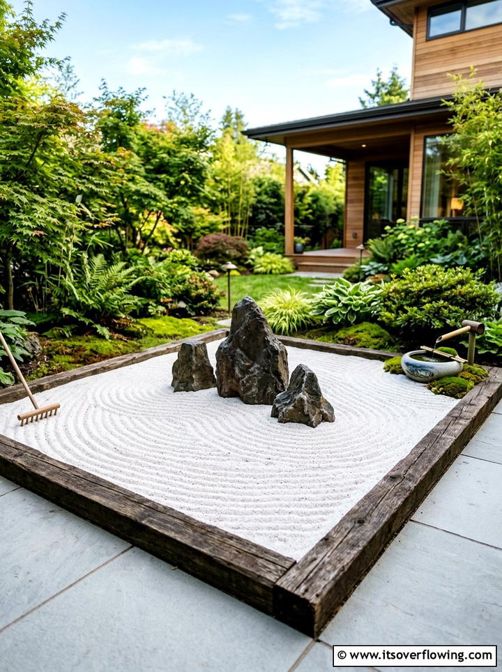 Sand Garden With Rocks - 25 backyard ideas with zen style