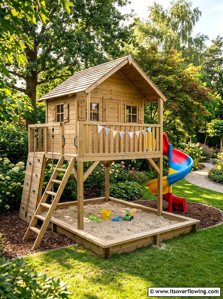 Sandbox In Playhouse - 25 backyard ideas with sandbox