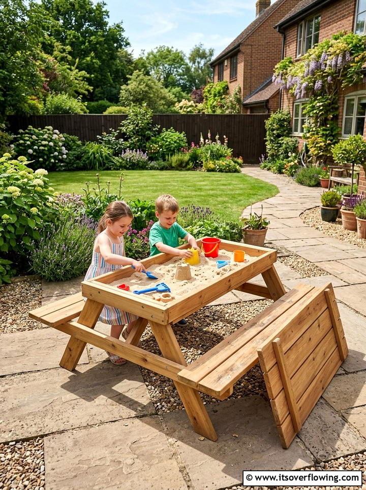 Sandbox With Picnic Table - 25 backyard ideas with sandbox
