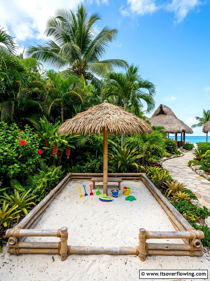 Sandbox With Tropical Theme - 25 backyard ideas with sandbox